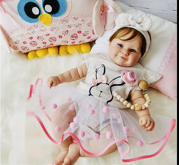 Bebê Reborn Adrianne Realista – Silicone e Cabelo Fio a Fio