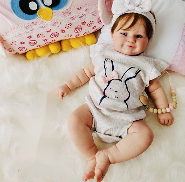 Bebê Reborn Adrianne Realista – Silicone e Cabelo Fio a Fio