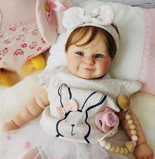 Bebê Reborn Adrianne Realista – Silicone e Cabelo Fio a Fio